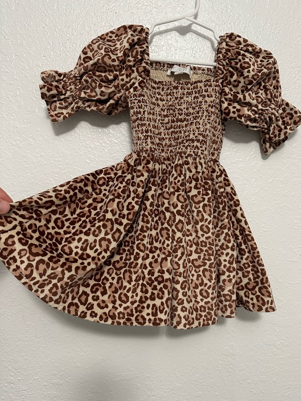 Ivy City Co Leopard Print Smocked Puff-Sleeve Dress - Brown